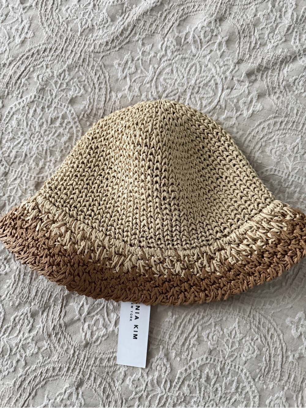 Eugenia Kim Two-Tone Crochet Bucket Hat - Beige & Brown